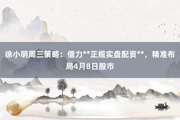 徐小明周三策略：借力**正规实盘配资**，精准布局4月8日股市