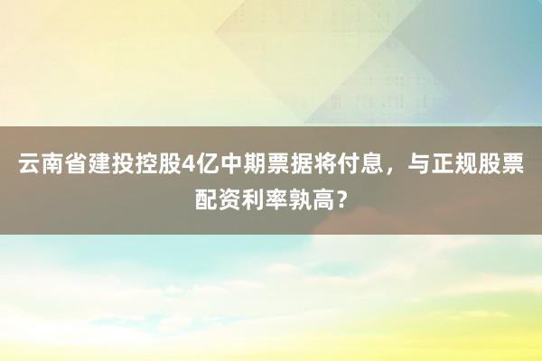 云南省建投控股4亿中期票据将付息，与正规股票配资利率孰高？