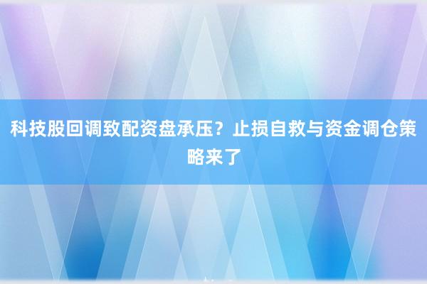 科技股回调致配资盘承压？止损自救与资金调仓策略来了