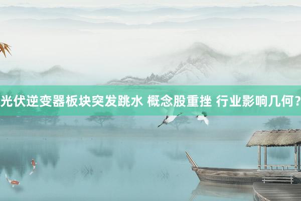 光伏逆变器板块突发跳水 概念股重挫 行业影响几何？