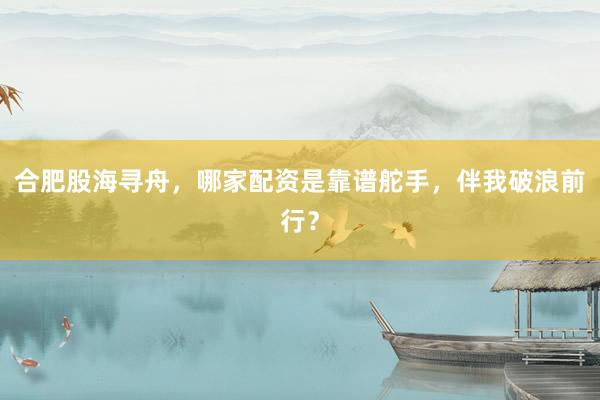 合肥股海寻舟，哪家配资是靠谱舵手，伴我破浪前行？