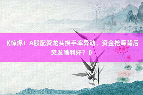 《惊爆！A股配资龙头换手率异动，资金抢筹背后突发啥利好？》