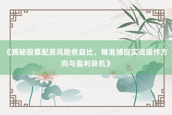 《揭秘股票配资风险收益比，精准捕捉实战操作方向与盈利良机》