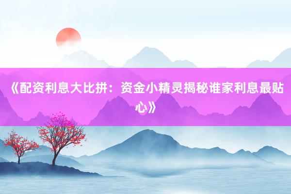 《配资利息大比拼：资金小精灵揭秘谁家利息最贴心》
