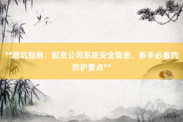 **避坑指南：配资公司系统安全隐患，新手必看的防护要点**