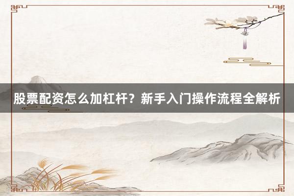 股票配资怎么加杠杆？新手入门操作流程全解析