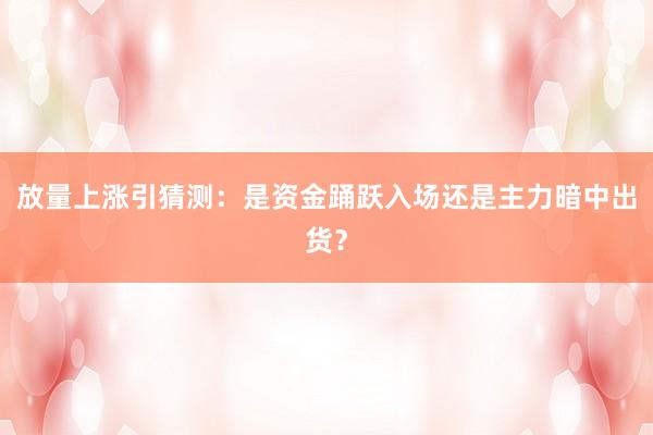 放量上涨引猜测：是资金踊跃入场还是主力暗中出货？