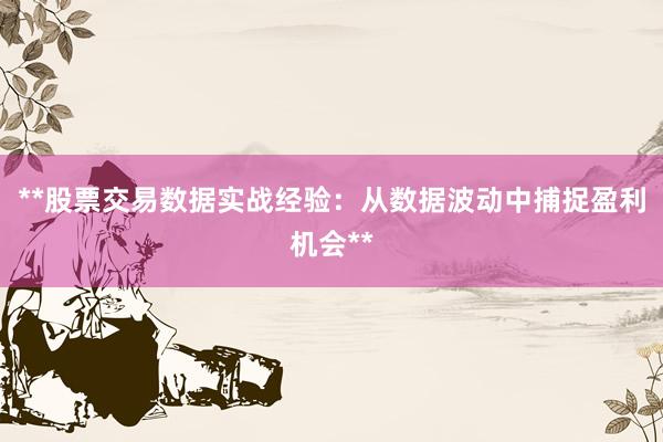 **股票交易数据实战经验：从数据波动中捕捉盈利机会**